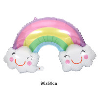 SShape Gökkuşağı Gülen Bulut Folyo Balon 91x61cm - Parti Yıldızı