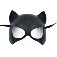 Aksesuar Plastik Kedi Kadın Maskesi Siyah Renk - Parti Yıldızı