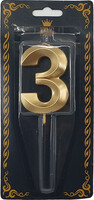 Altın Rengi 3 Rakamı Dalga Efektli Mum 7cm - Parti Yıldızı