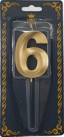Altın Rengi 6 Rakamı Dalga Efektli Mum 7cm - Parti Yıldızı