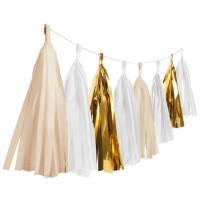 Altın Rengi Tonlarında Püskül Garlent - Parti Yıldızı