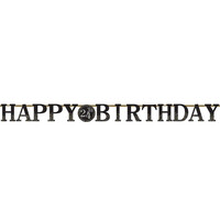 Altın Siyah Renk Dev Happy Birthday Harf Afiş ( Ya - 2