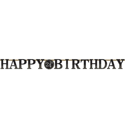 Altın Siyah Renk Dev Happy Birthday Harf Afiş ( Ya - 2
