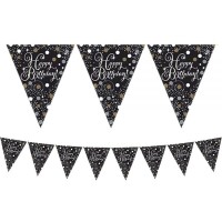 Altın Siyah Renk Üçgen Bayrak Afiş 396x21,5cm - Parti Yıldızı