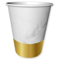 Altın Varaklı Mermer Desenli Bardak 6 Adet - Parti Yıldızı