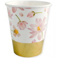 Altın Varaklı Çiçek Desenli Bardak 6 Adet - Parti Yıldızı