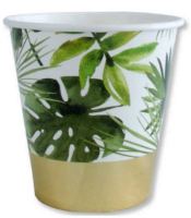 Altın Varaklı Tropikal Yapraklar Bardak 8 Adet - Parti Yıldızı
