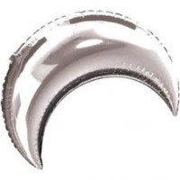 Ay Şeklinde Gümüş Rengi Folyo Balon 33 x 36 cm - 