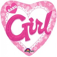 Mshape Baby Girl Yazılı Kalp Balon 91x91cm - Parti Yıldızı