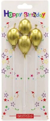 Balon Şekilli Mum Altın - 4 Adet - 1
