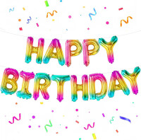 Balon Seti Happy Birthday Gradient Gökkuşağı - Parti Yıldızı