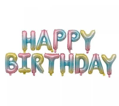 Balon Seti Happy Birthday Holografik Renkli - 1