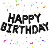 Balon Seti Happy Birthday Siyah Renk - Parti Yıldızı