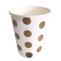 Beyaz Üzeri Altın Puanlı 8 li Kağıt Bardak - Parti Yıldızı