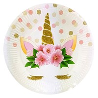 Çiçekli Unicorn 8 li Tabak - Parti Yıldızı