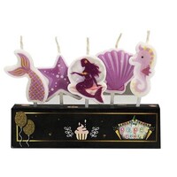 Figürlü Mum - Deniz Kızı Partisi Mor 5 Adet - 