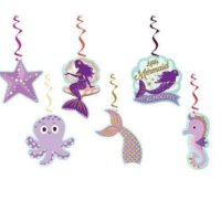 Deniz Kızı Tavan Sarkıt Asmalı İp Süs 6 adet - Parti Yıldızı