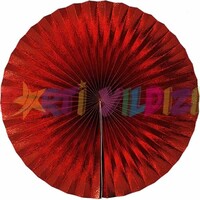 Deri Görünümlü 3 lü Yelpaze Kırmızı Renk 40cm - Parti Yıldızı