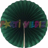 Deri Görünümlü 3 lü Yelpaze Yeşil Renk 30cm - Parti Yıldızı