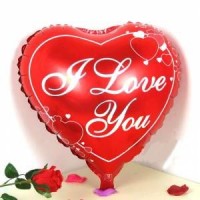 Desenli I Love You Kırmızı Folyo - Parti Yıldızı