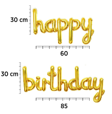 Balon Seti El Yazısı Happy Birthday Altın Rengi - 2