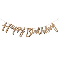 El Yazısı Happy Birthday Kraft Banner - Parti Yıldızı