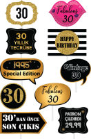 Fotoğraf Aksesuar Seti 30 Yaş - 10 Adet - Parti Yıldızı