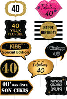 Fotoğraf Aksesuar Seti 40 Yaş - 10 Adet - Parti Yıldızı