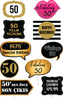 Fotoğraf Aksesuar Seti 50 Yaş - 10 Adet - Parti Yıldızı