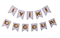 İyiki Doğdun Banner Pembe Üzeri Gold - Parti Yıldızı