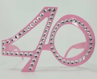 Gözlük 40 Yaş Pembe Gümüş - Parti Yıldızı