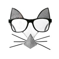 Gözlük - Bıyıklı Gümüş Kedi - Parti Yıldızı