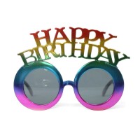 Gözlük - Retro Metalik Renkli Happy Birthday - Parti Yıldızı