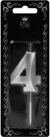 Gümüş Rengi 4 Rakamı Dalga Efektli Mum 4cm - Parti Yıldızı