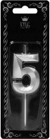 Gümüş Rengi 5 Rakamı Dalga Efektli Mum 4cm - Parti Yıldızı