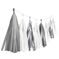 Gümüş Rengi Tonlarında Püskül Garlent - Parti Yıldızı