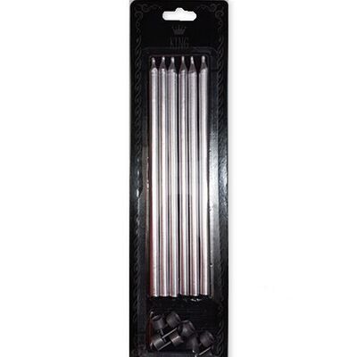Gümüş Renk Mum 18cm 6 Adet - 1