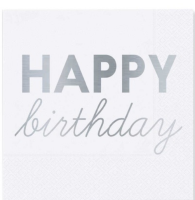 Gümüş Varaklı H.B. Baskılı Beyaz Peçete - Parti Yıldızı