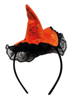 Halloween Aksesuar Taç Mini Cadı Şapkası Tüllü Örümcek Ağ Dekorlu - Parti Yıldızı