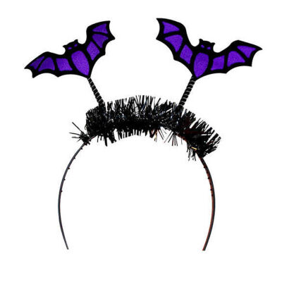 Halloween Aksesuar Taç Mor Renk Yarasa Çizgili Kanatlı - 1