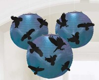 Halloween Dekor Süs Kuzgun Dekorlu Kağıt Fener 5 Adet - Parti Yıldızı