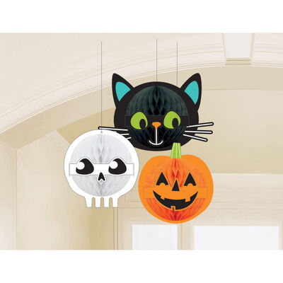 Halloween Dekor Süs Petek Dokulu Kedi Hayalet ve Balkabağı - 1