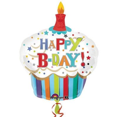 SShape Cup Cake Happy Birthday Balon 74x91cm - 1