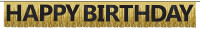 Happy Birthday Harf Afiş Altın Üzeri Siyah - Püsküllü - Parti Yıldızı