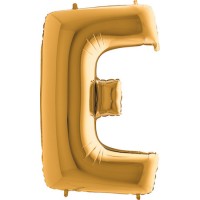 Harf Balon Gold E Harfi - 100CM - Parti Yıldızı