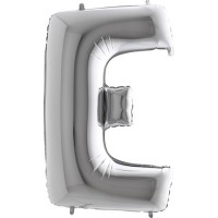 Harf Balon Gümüş E Harfi - 100CM - Parti Yıldızı