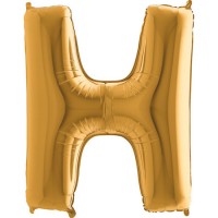 Harf Balon Gold H Harfi - 100CM - Parti Yıldızı