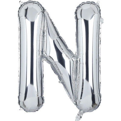 Harf Balon N Harfi Gümüş - 35cm - 1