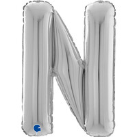 Harf Balon N Harfi Gümüş - 70CM - Parti Yıldızı