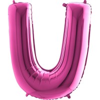 Harf Balon Pembe U Harfi - 100CM - Parti Yıldızı